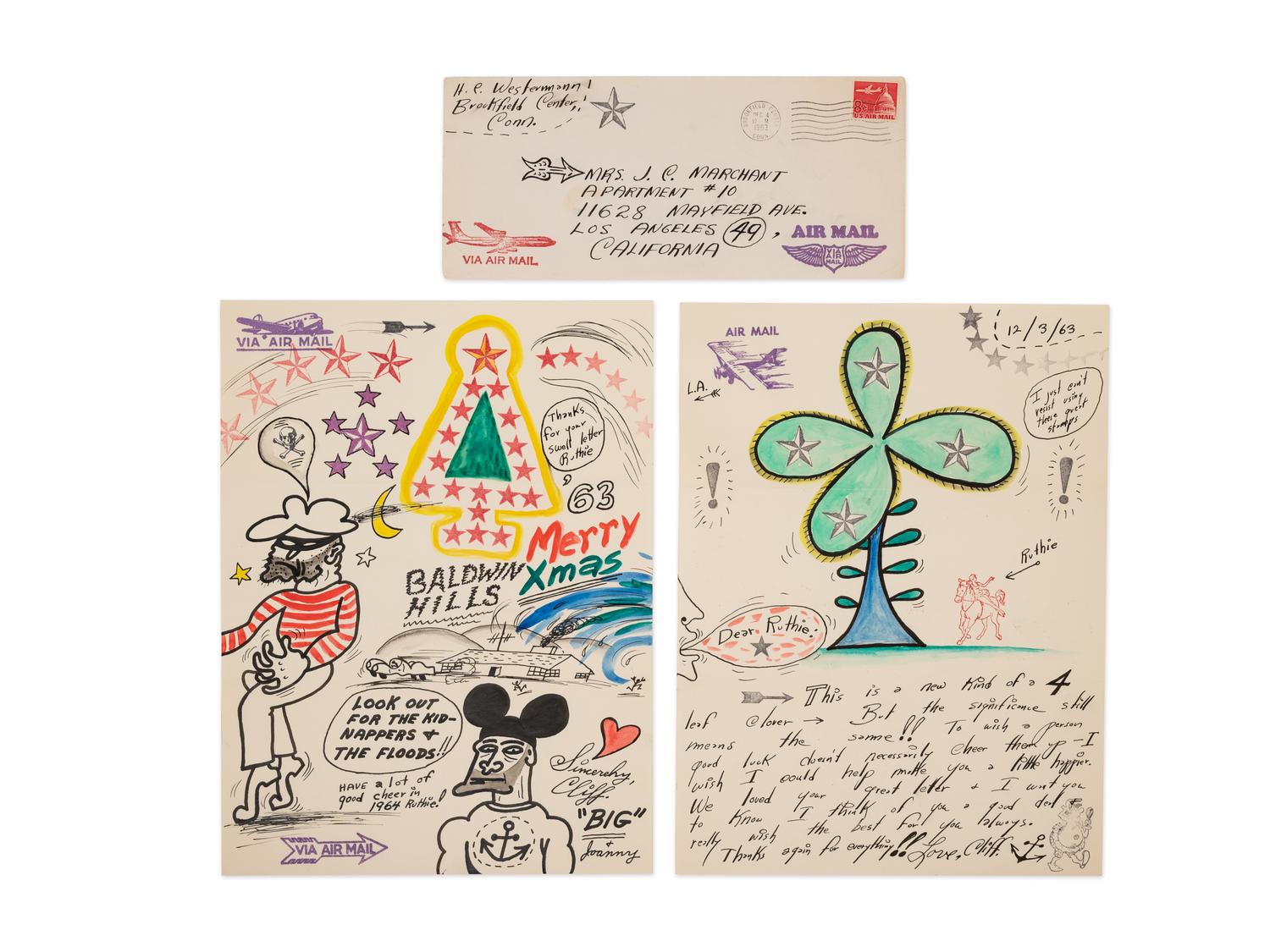 Dear Ruthie... , 1963 (two page letter drawing to the Artist's maternal aunt Ruth Marchant)