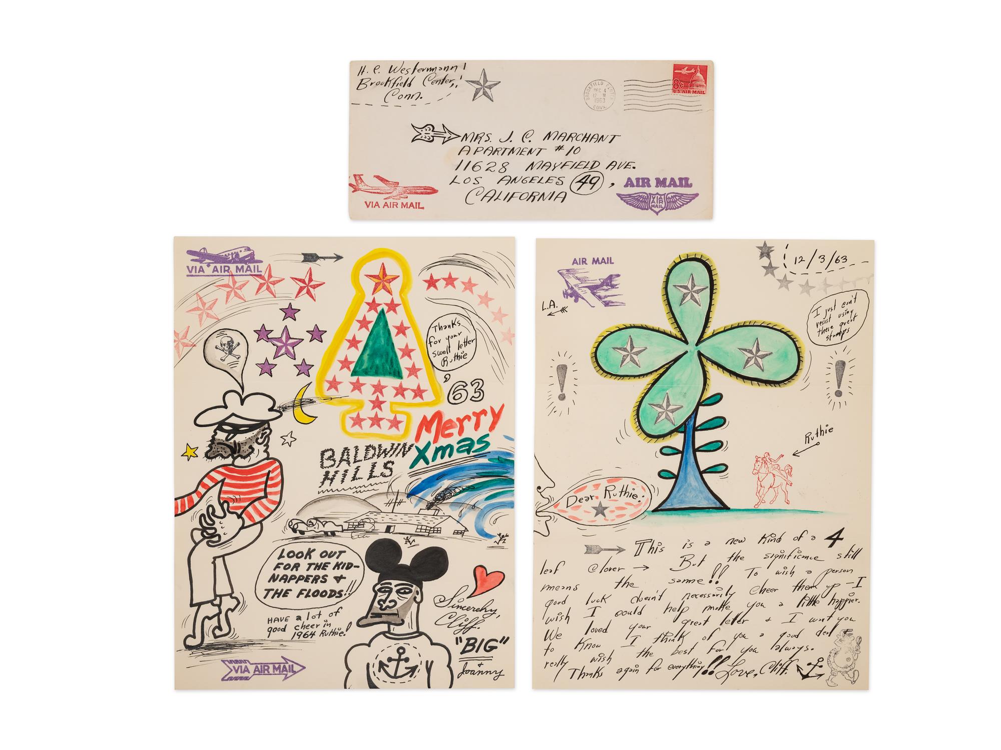 Dear Ruthie... , 1963 (two page letter drawing to the Artist's maternal aunt Ruth Marchant)