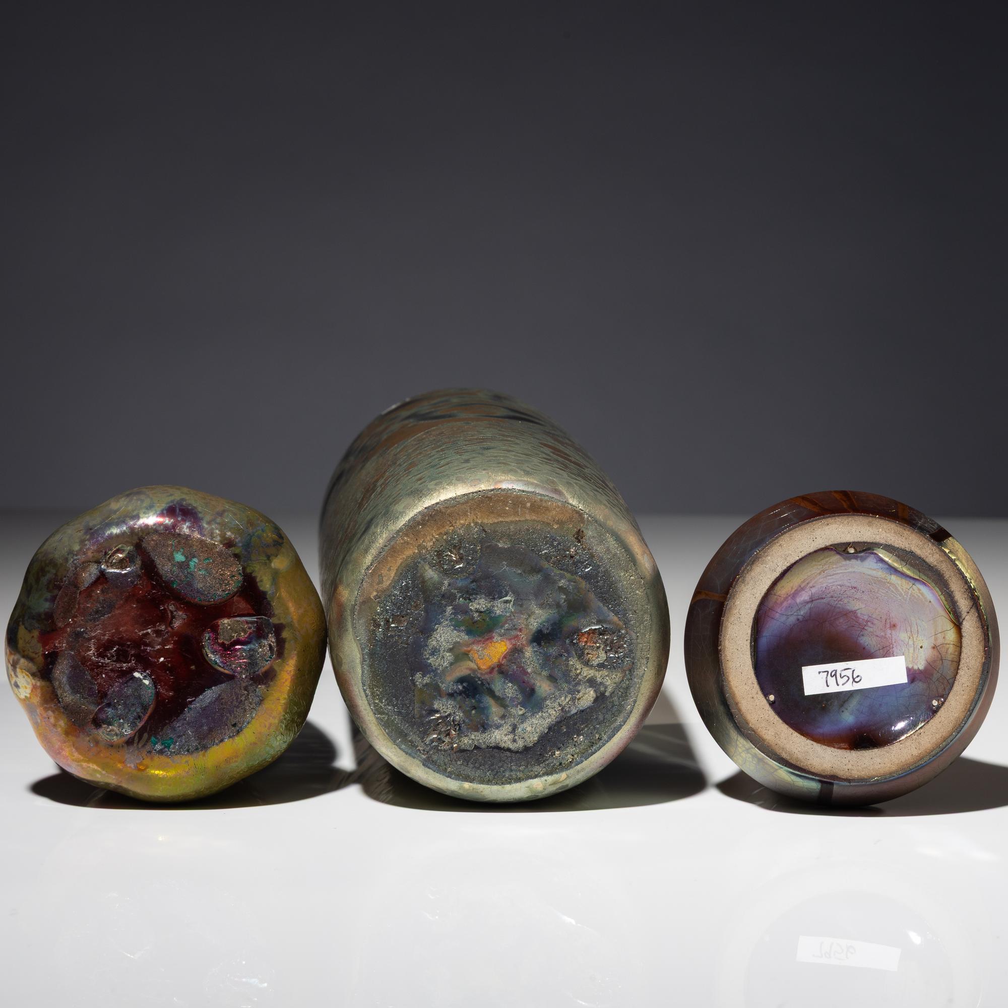 Group of 3 Luster-glazed vases