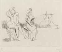 Henry Moore, (British, 1898-1986), Two Seated Figures II, 1966