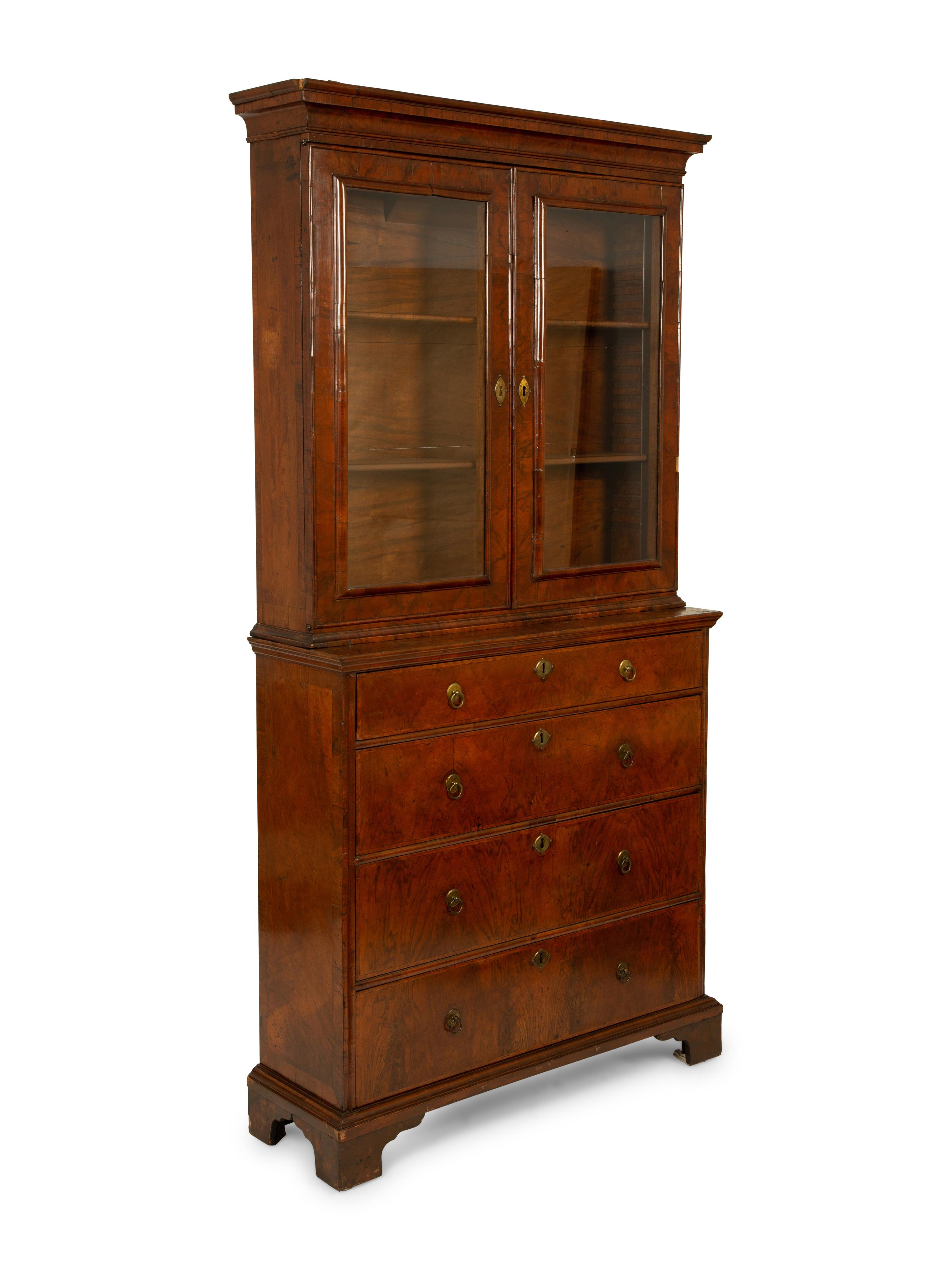 A George II Burl Walnut Secretary — 19TH CENTURY