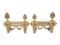 A Pair of Empire Style Brass Chenets
