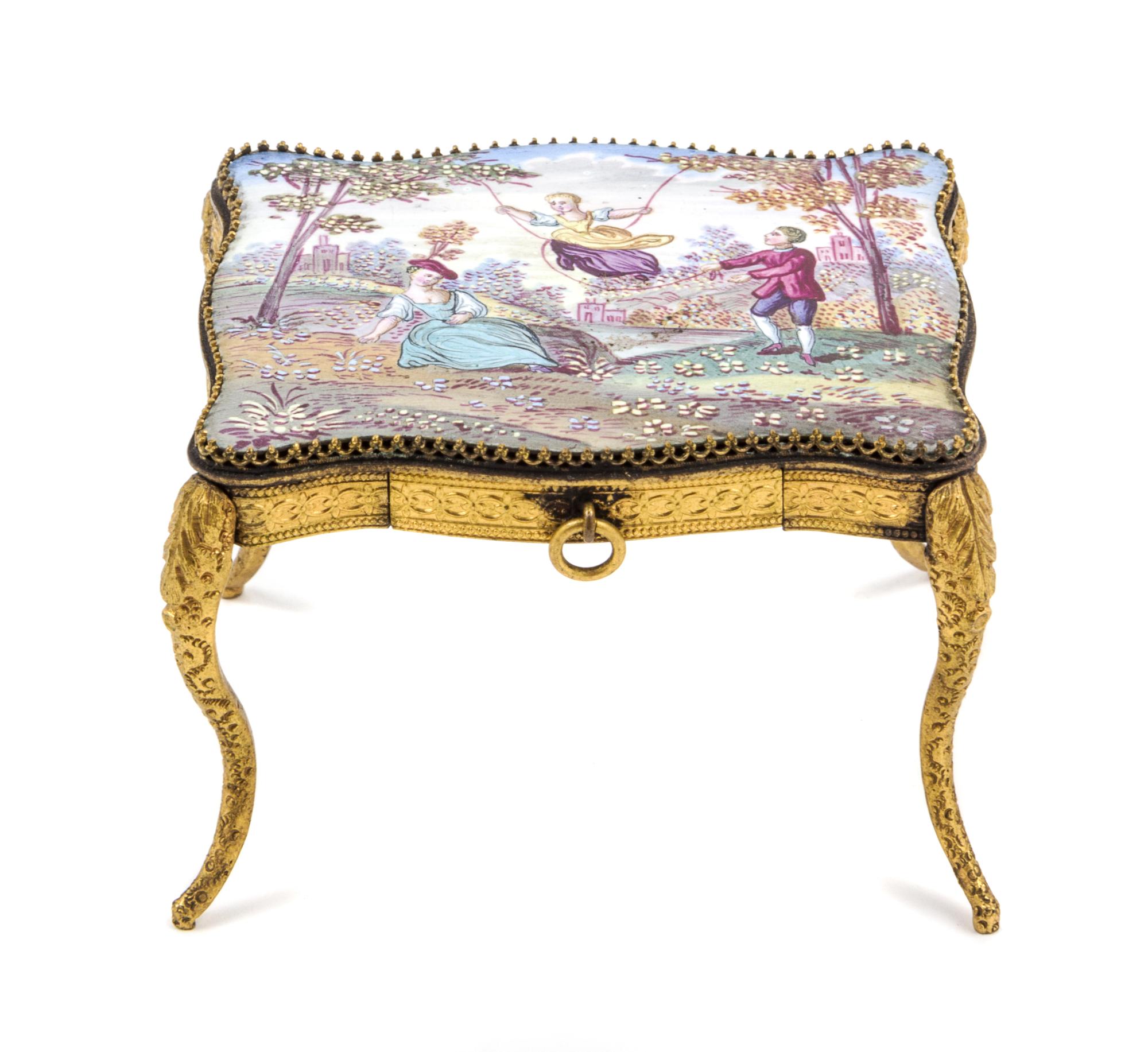 An Austrian Enameled Diminutive Table Width 2 3/4 inches. — 19TH/20TH CENTURY