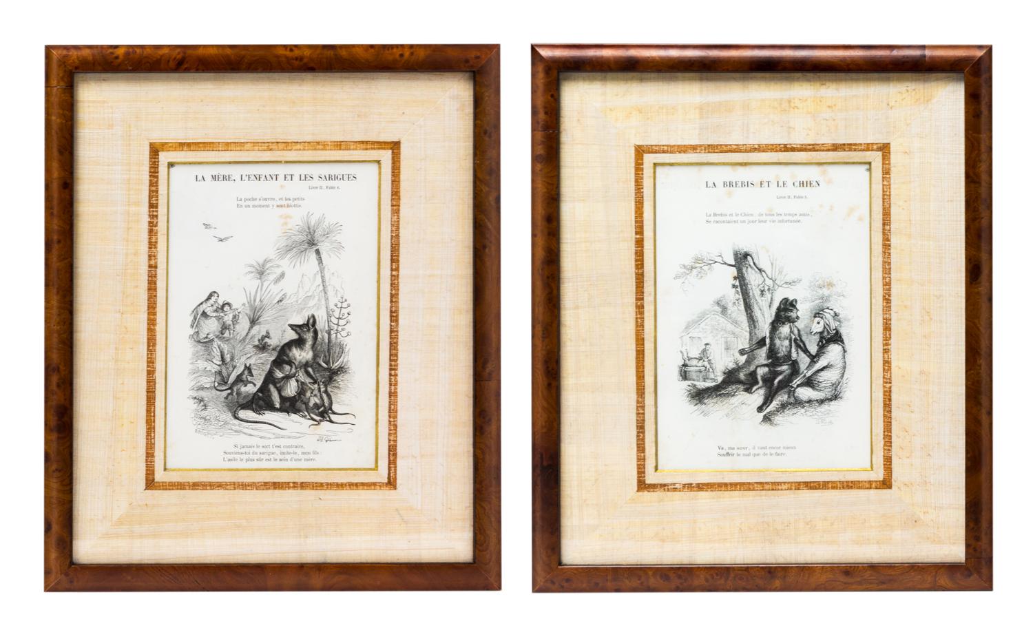 A Set of Eight French Children's Book Illustrations, , depicting various nursery tales.