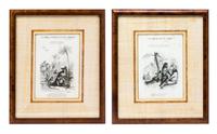 A Set of Eight French Children's Book Illustrations, , depicting various nursery tales.