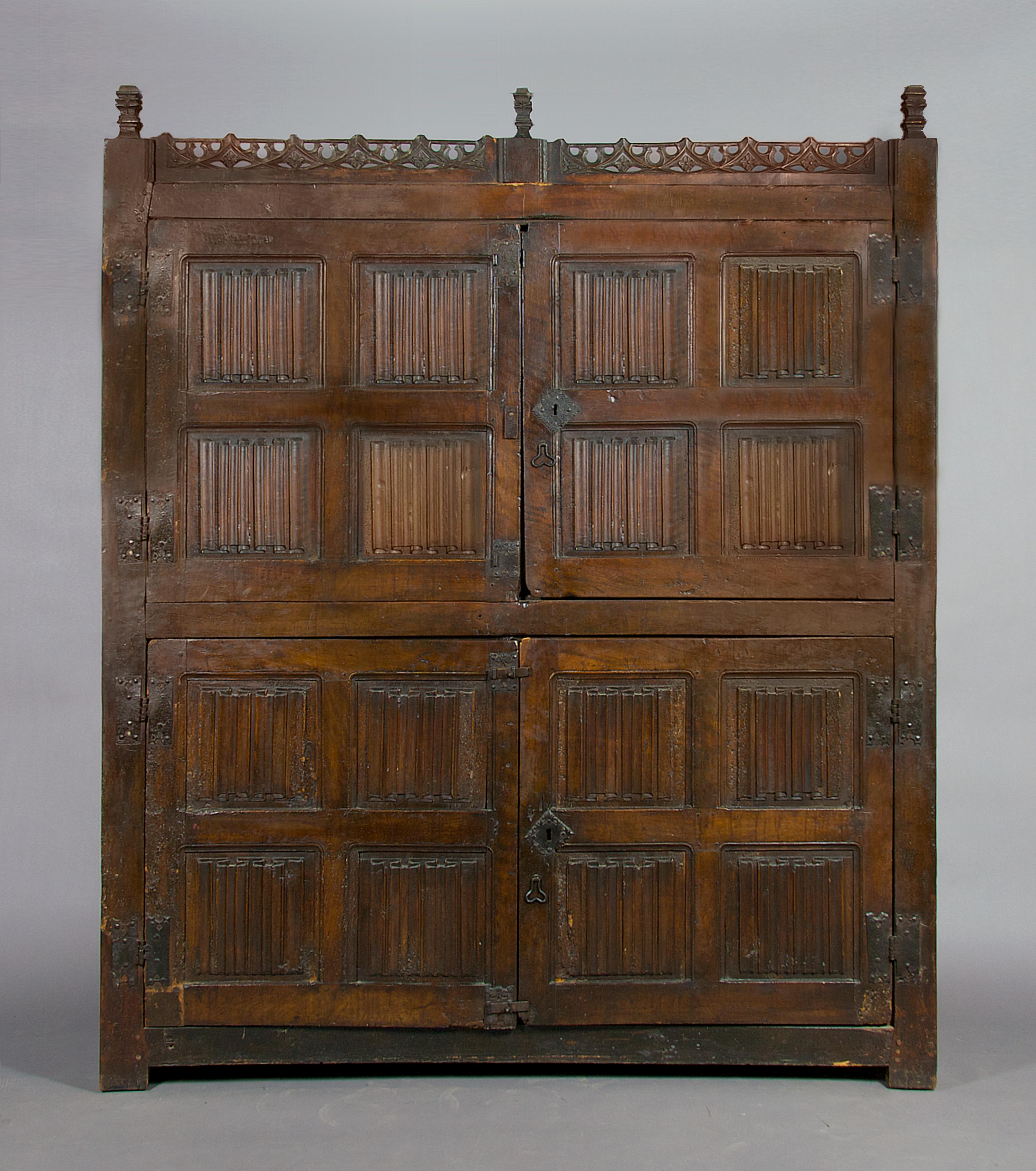 A Renaissance Revival Oak Cabinet, Height 89 x width 74 3/4 x depth 16 1/4 inches.
