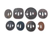 Seven Japanese Cast Iron Tsuba