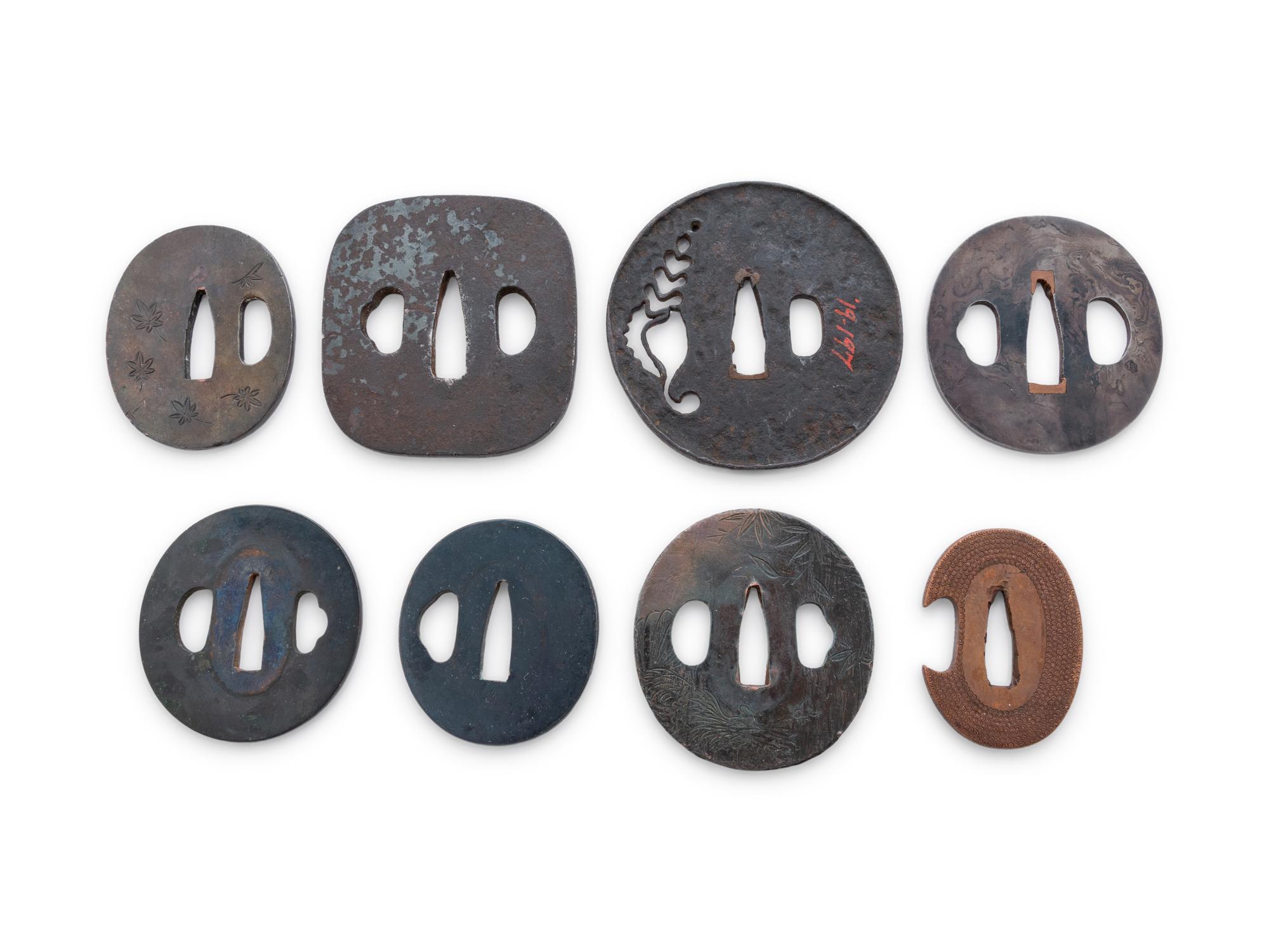 Seven Japanese Cast Iron Tsuba