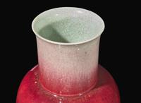 A large Chinese "Langyao" copper red-glazed baluster vase, Kangxi period 郎窯紅觀音瓶 清 康熙