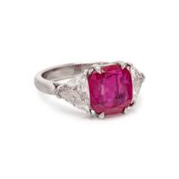 A RARE UNHEATED BURMESE RUBY AND DIAMOND RING