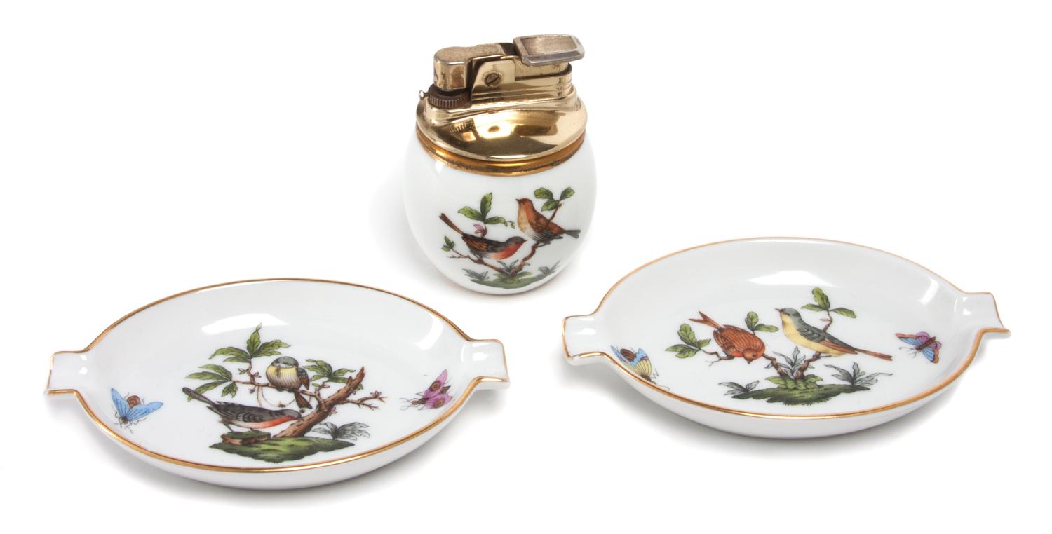 Three Herend Porcelain Table Articles Length of first 4 1/2 inches.