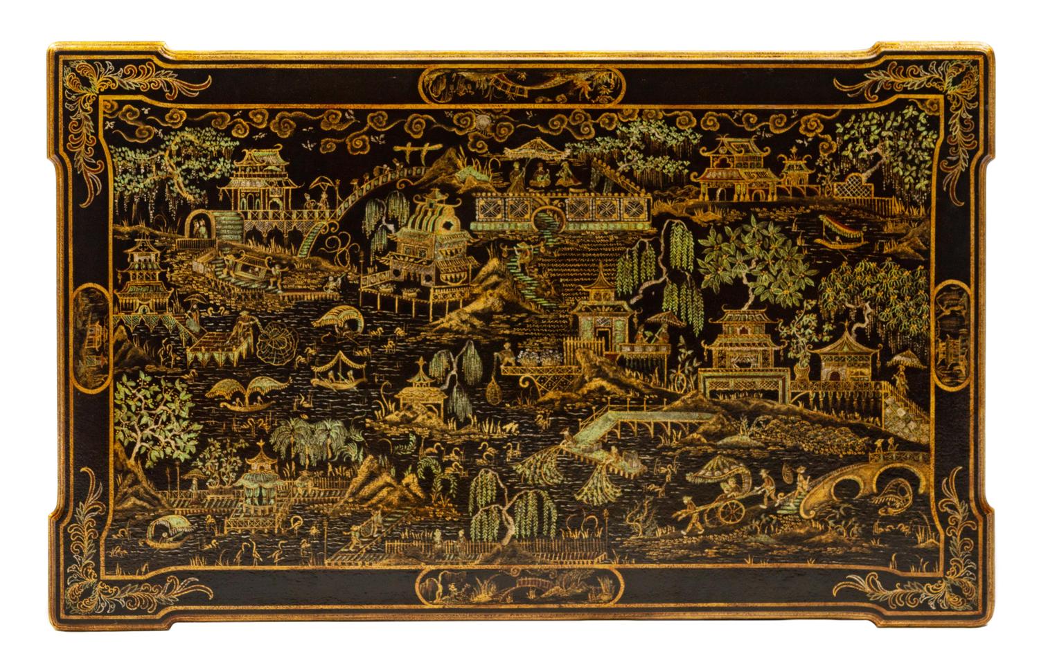 A George III Style Chinoiserie Decorated Giltwood Center Table
