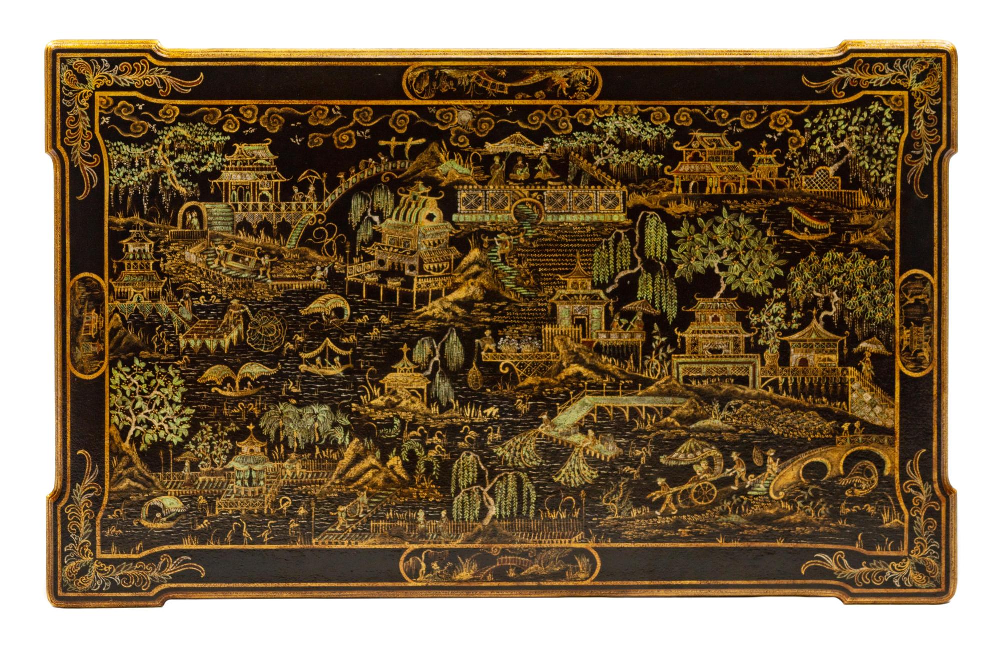 A George III Style Chinoiserie Decorated Giltwood Center Table