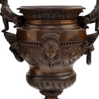 A Pair of Renaissance Revival Bronze and Marble Urns