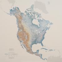 A Contemporary Map of North America. Matted and framed.