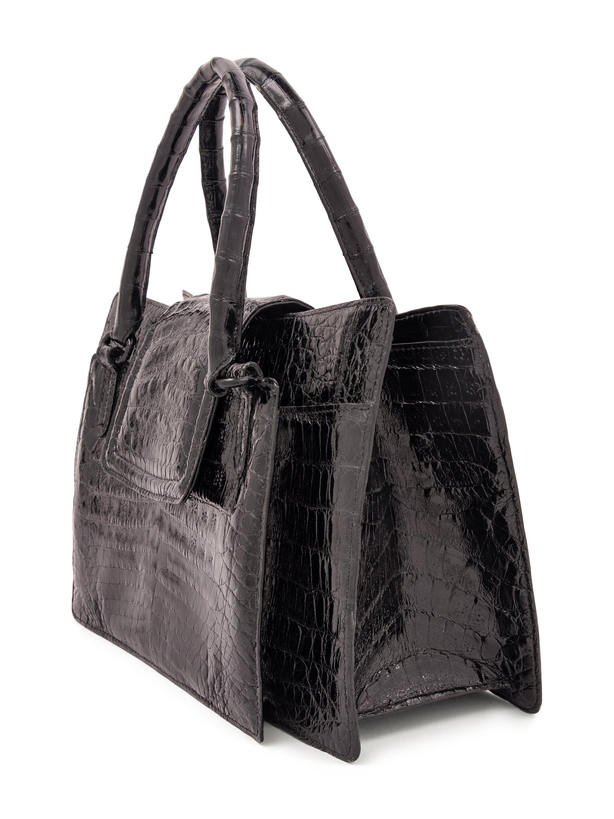 Nancy Gonzalez Black Alligator Bag, 2000s