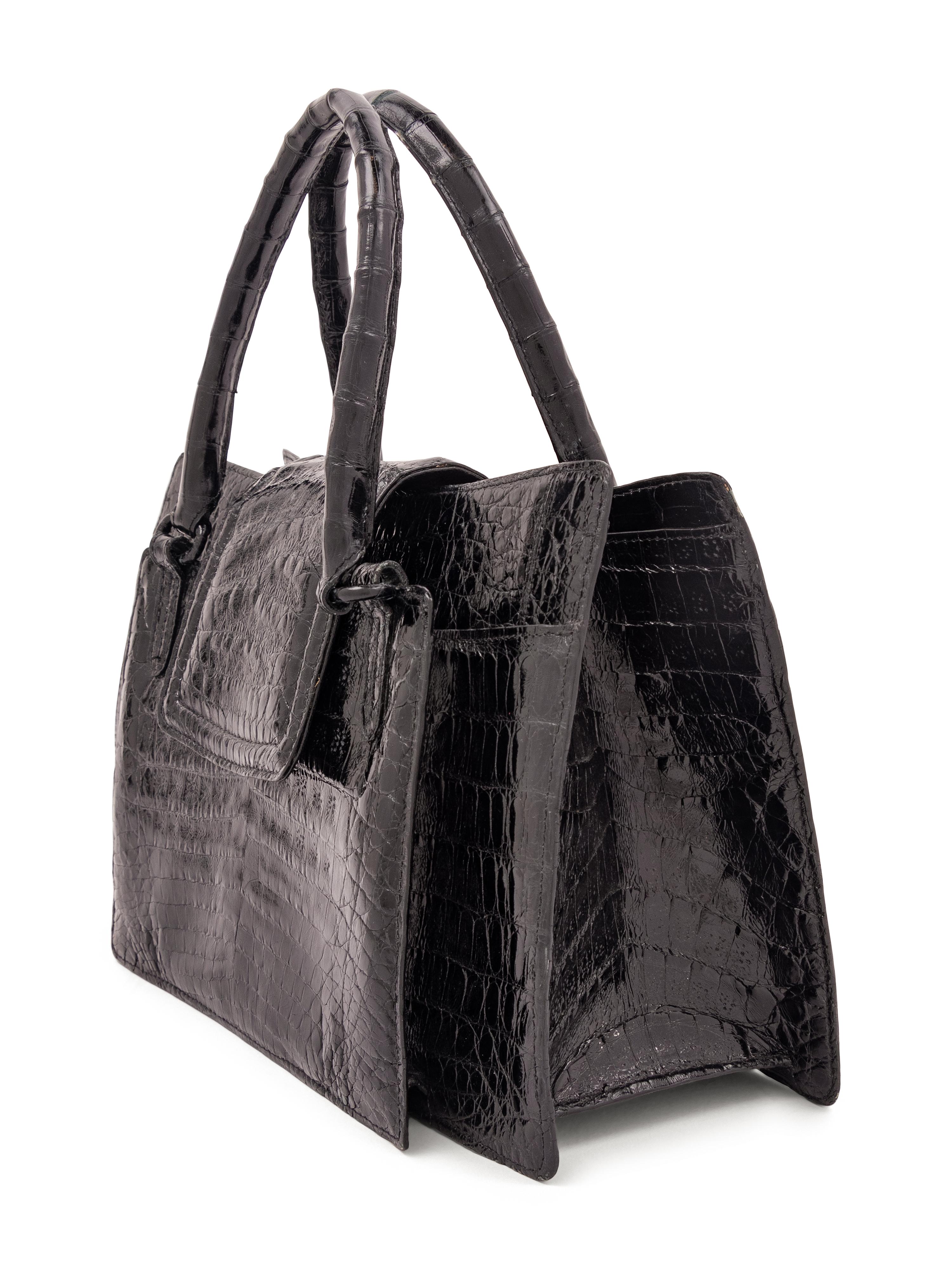 Nancy Gonzalez Black Alligator Bag, 2000s