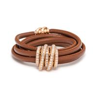 DE GRISOGONO, BROWN LEATHER AND DIAMOND 'ALLEGRA' BRACELET