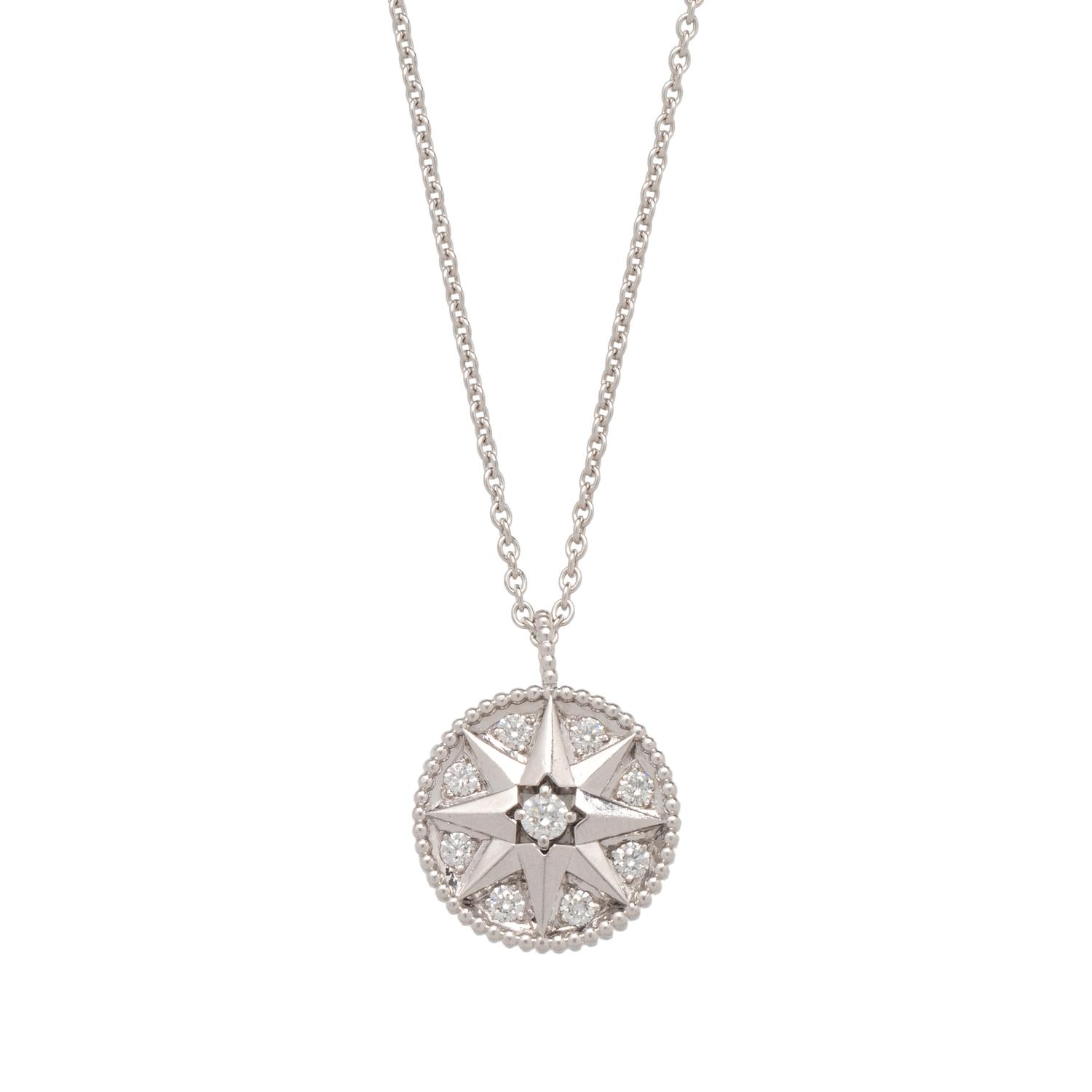 DIOR, WHITE GOLD AND DIAMOND 'ROSE DE VENT' PENDANT/NECKLACE