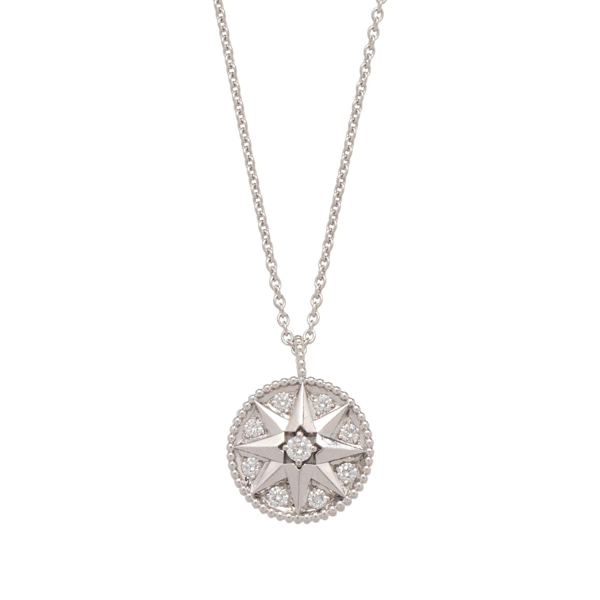 DIOR, WHITE GOLD AND DIAMOND 'ROSE DE VENT' PENDANT/NECKLACE