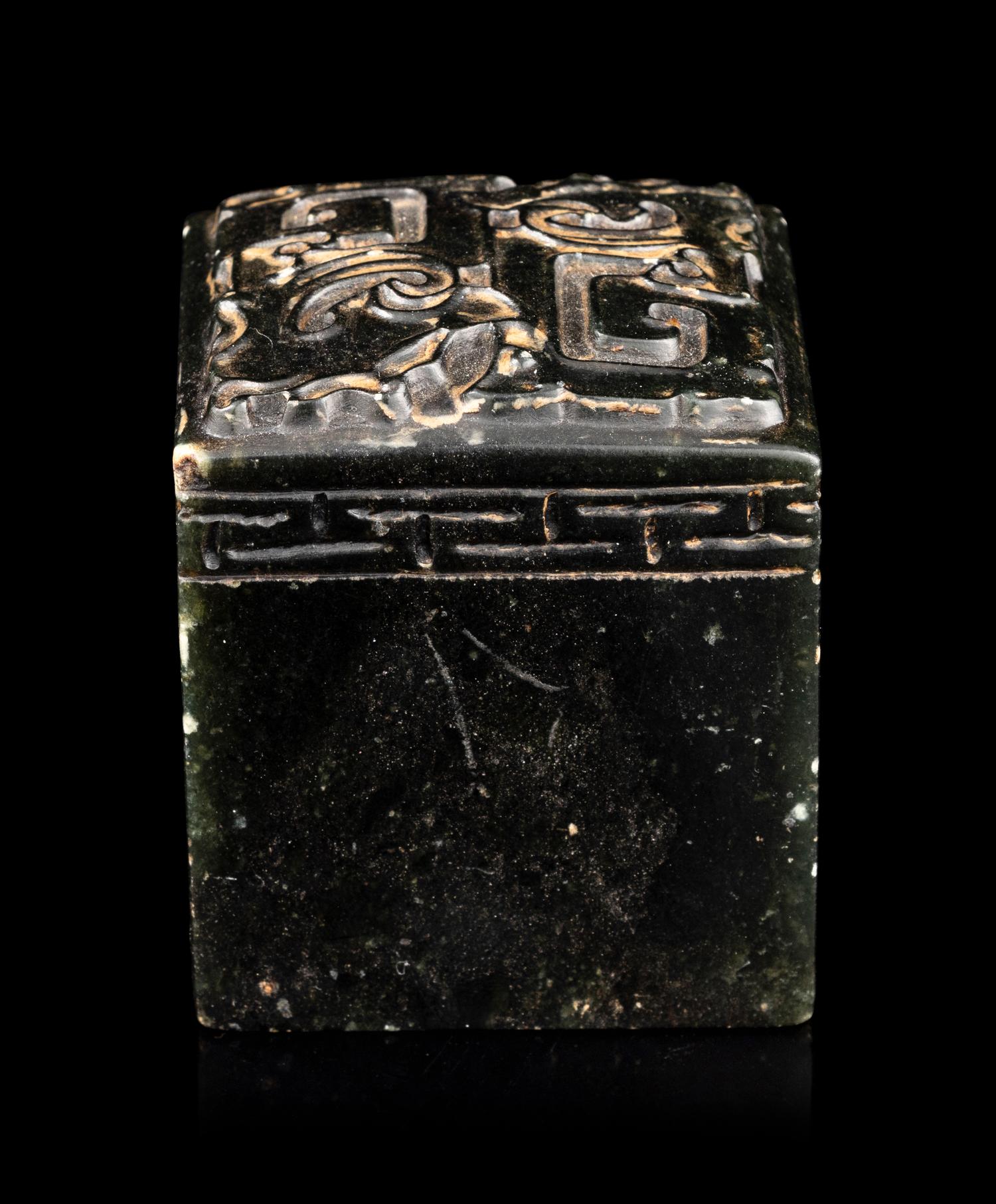 A Carved Spinach Jade Seal