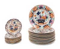 A Set of Fourteen Mason's Ironstone Dinner Plates and Ten English Ironstone Bread and Butter Plates — 19TH CENTURY