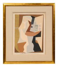 Guéridon avec Guitare et Partition (from Dix Pochoirs ), ca. 1920