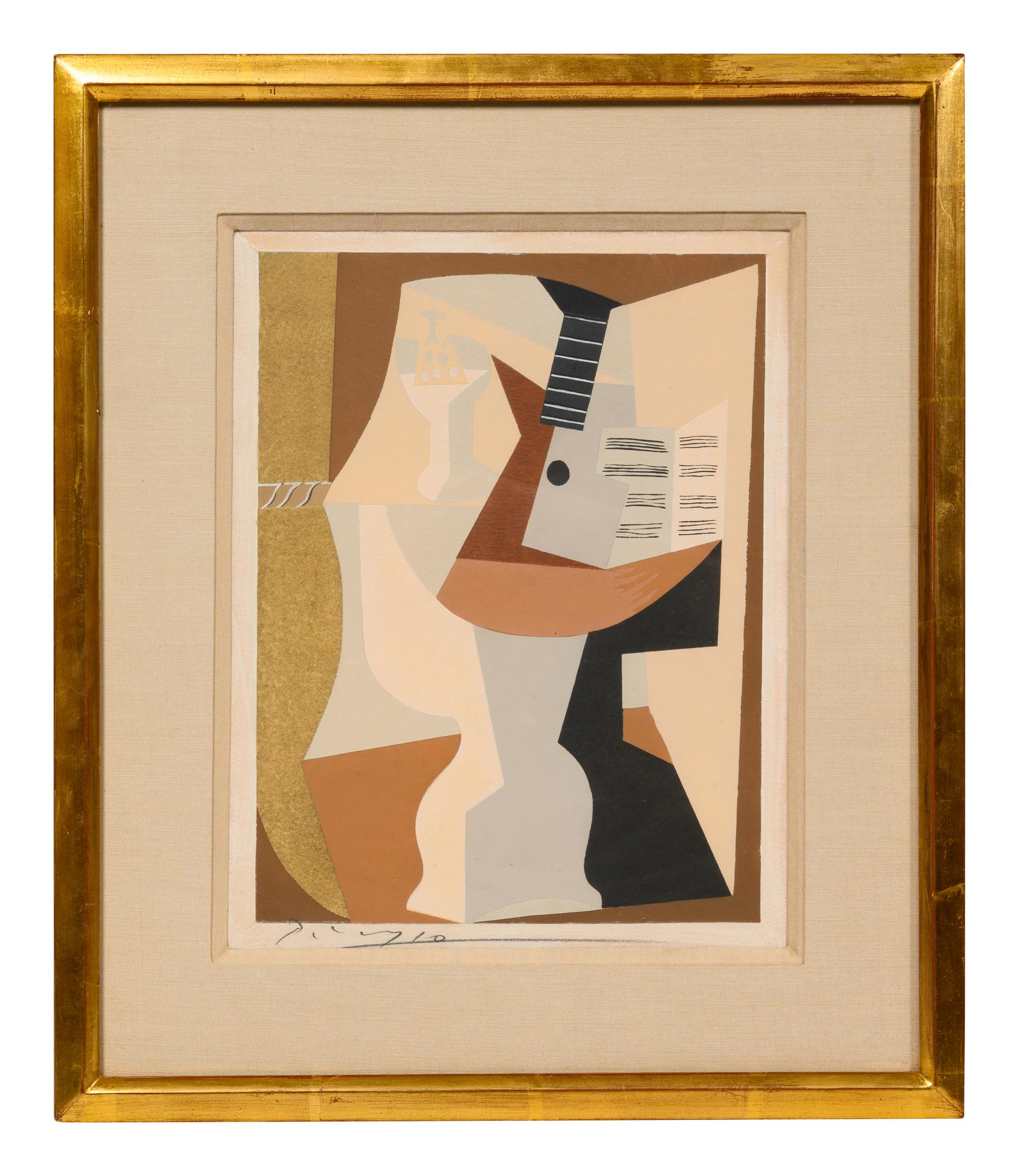 Guéridon avec Guitare et Partition (from Dix Pochoirs ), ca. 1920