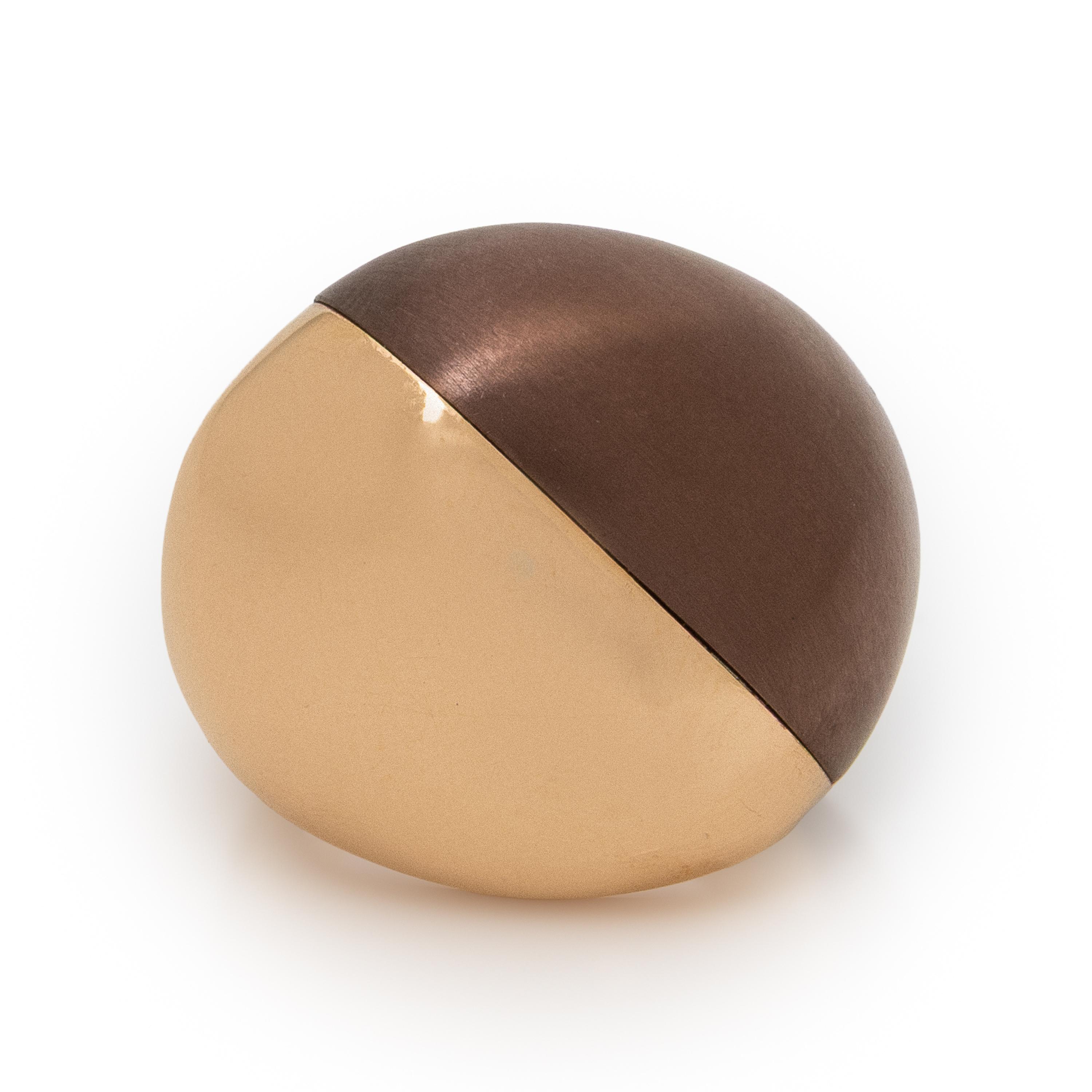 Sabbadini, 'Pebble', Rose Gold and Brown Steel Ring