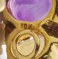 18K Yellow Gold Citrine and Amethyst Ear Clips and Matching Ring