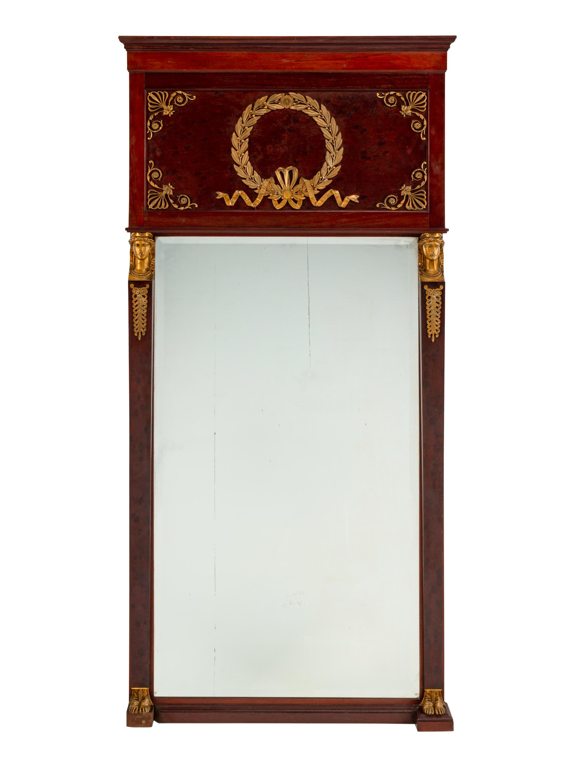 An Empire Style Gilt-Bronze-Mounted Mahogany Mirror — 19TH CENTURY