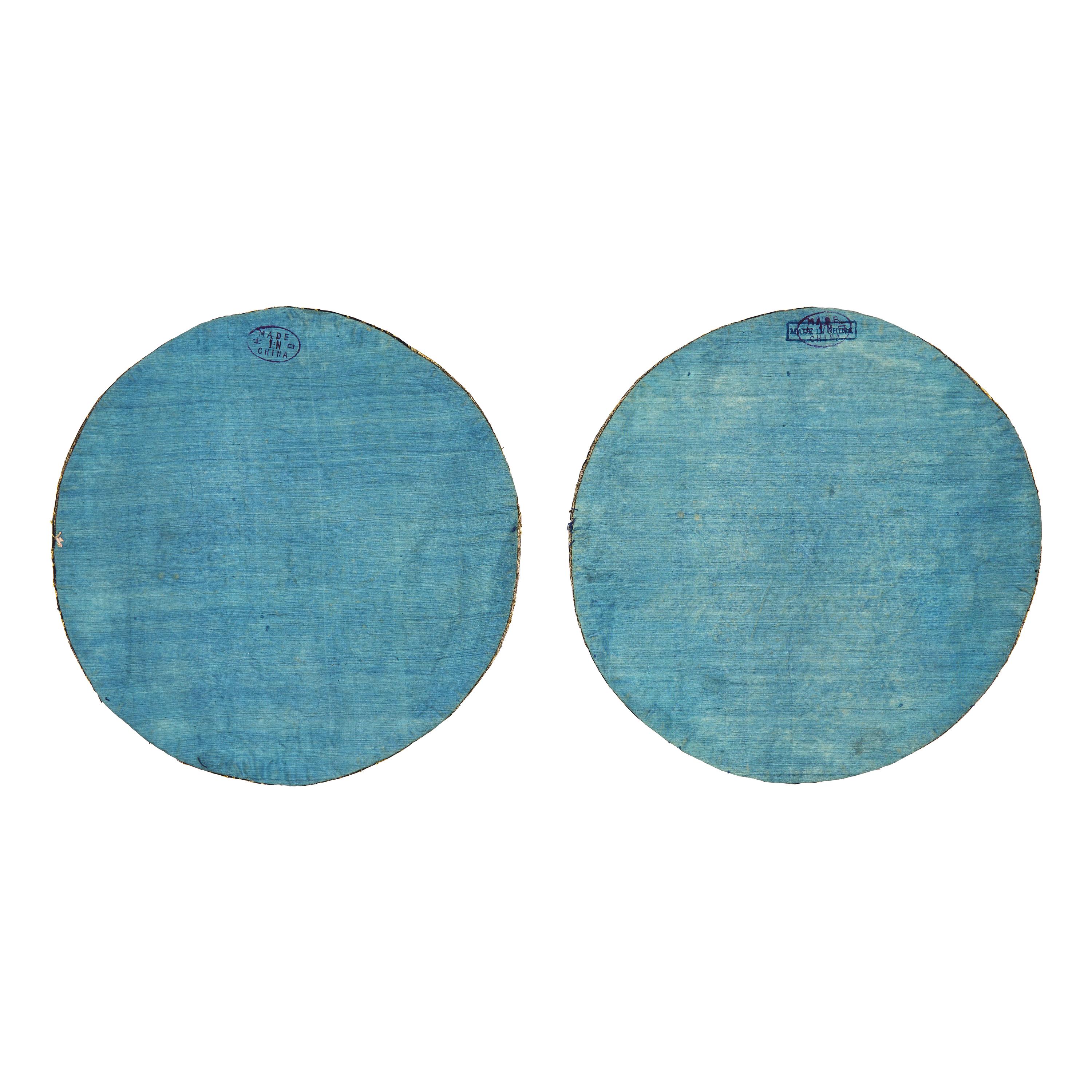 Two Chinese 'Dragon' Roundels and a First Military Rank Qilin Badge, 19th-Early 20th Century 清晚期 團龍紋綉片及補子一組三件