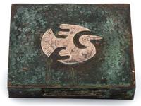 Mexican Copper Box, with Silver Bird