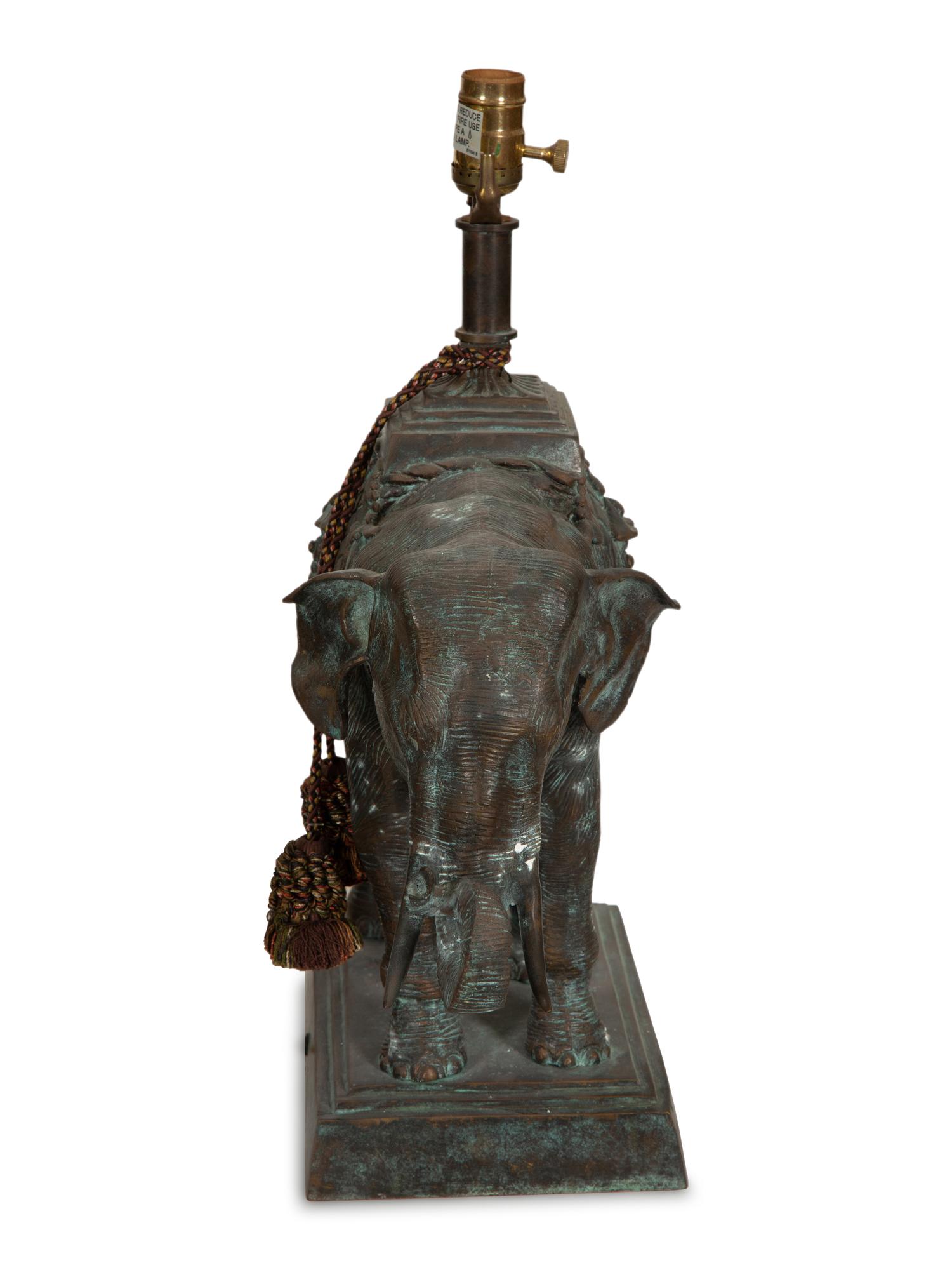 A Pair of Maitland-Smith Cast Metal Elephant-Form Table Lamps