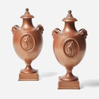 A Pair of Bronzed Black Basalt Vases with Covers UK, 1870s