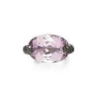 GIORGIO ARMANI, BLACKENED GOLD, KUNZITE, AND BLACK DIAMOND RING