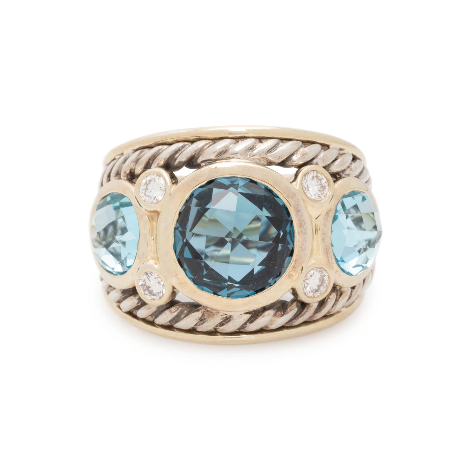 DAVID YURMAN, BLUE TOPAZ AND DIAMOND 'RENAISSANCE' RING