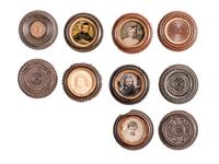 [EARLY PHOTOGRAPHY - UNION CASES]. A group of 10 assorted "oreo" cases containing portraits of children and young adults, including: