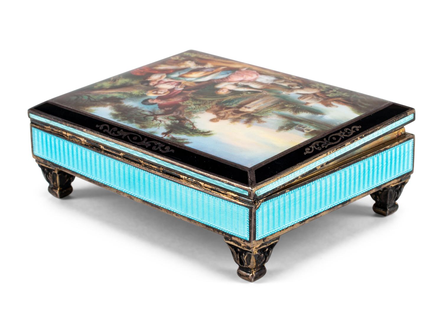 An Austrian Silver, Guilloché and Enamel Table Box