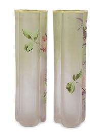 A Pair of French Enameled Glass Vases