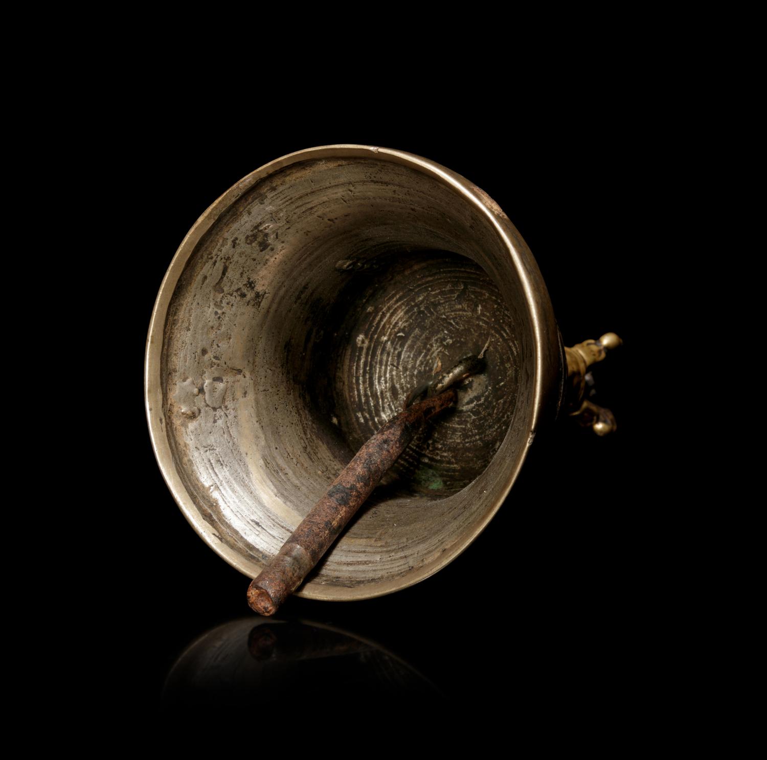 A Tibetan Gilt Bronze Ritual Hand Bell