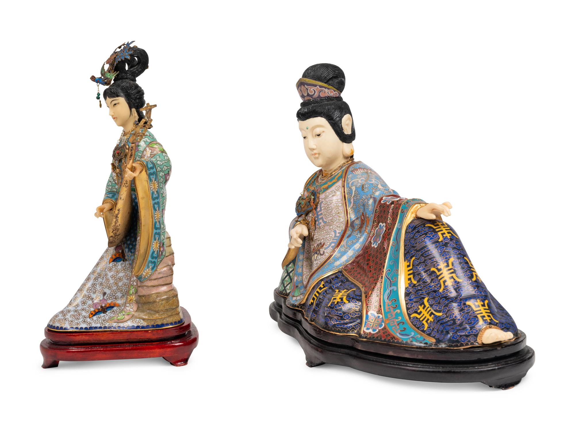 Two Cloisonné Figures