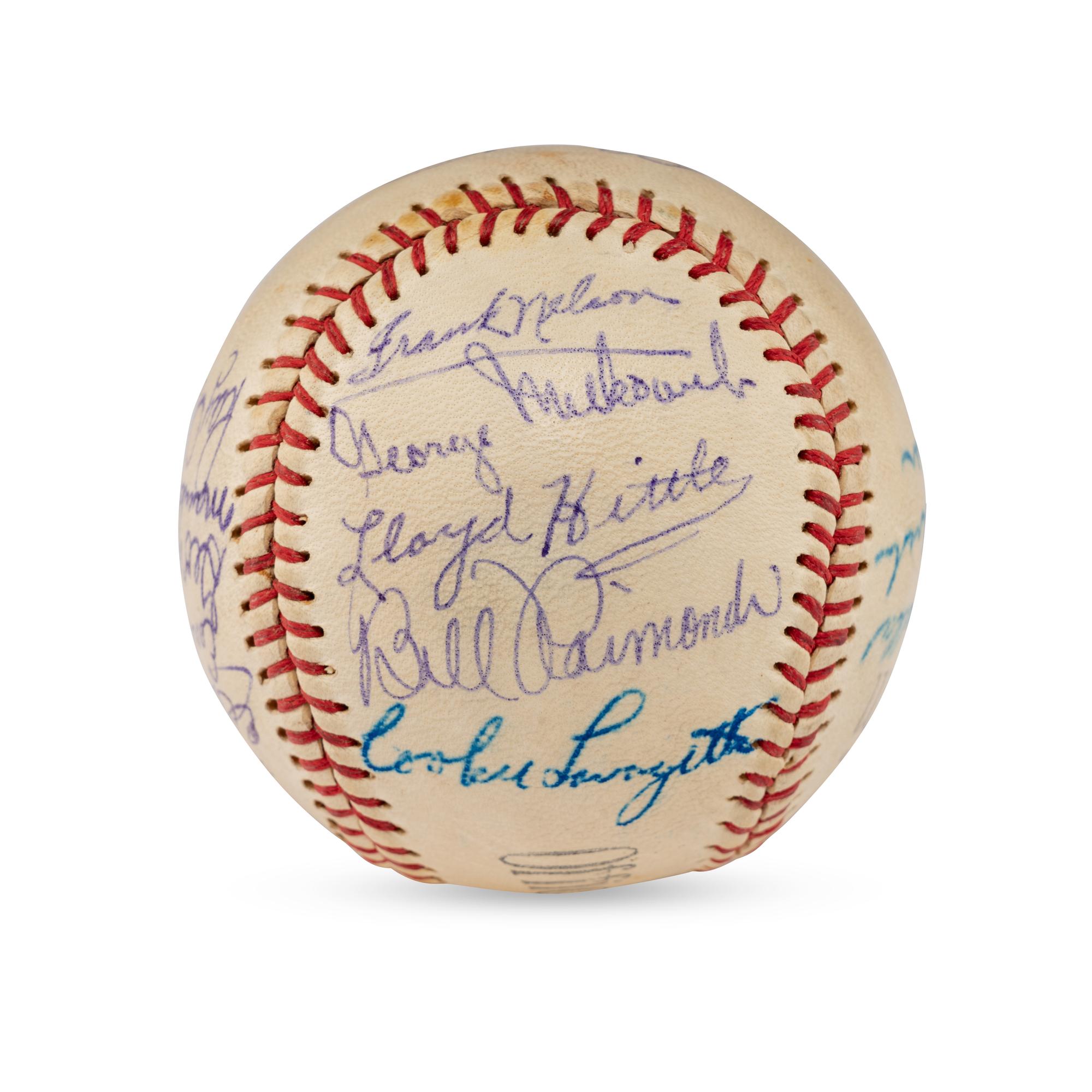 A 1949 Oakland Oaks Team Signed Autograph Baseball Featuring George Kelly and Billy Martin (JSA Letter of Authenticity)