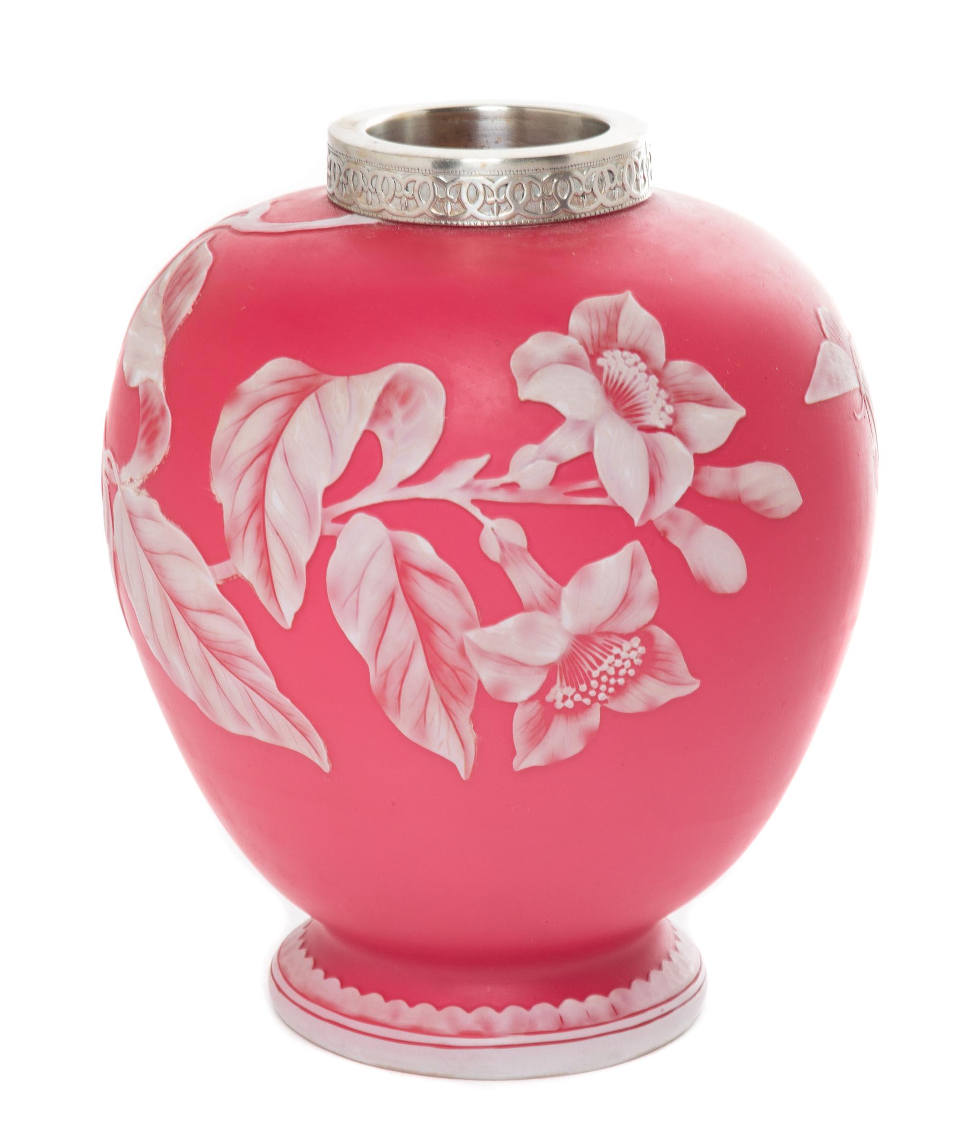 An English Cameo Glass Vase, attributed to Webb Height 7 inches.