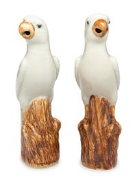 A Pair of Chinese Export Porcelain Parrots