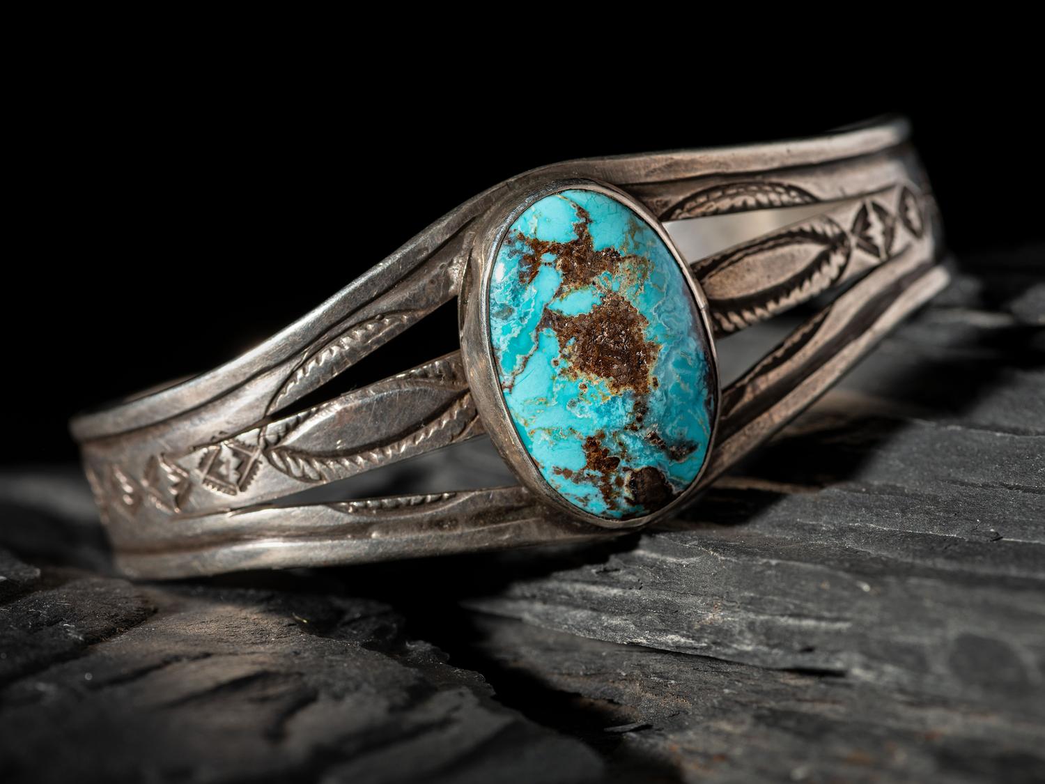 Navajo Silver and Turquoise Cuff Bracelet