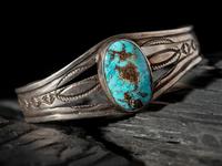 Navajo Silver and Turquoise Cuff Bracelet