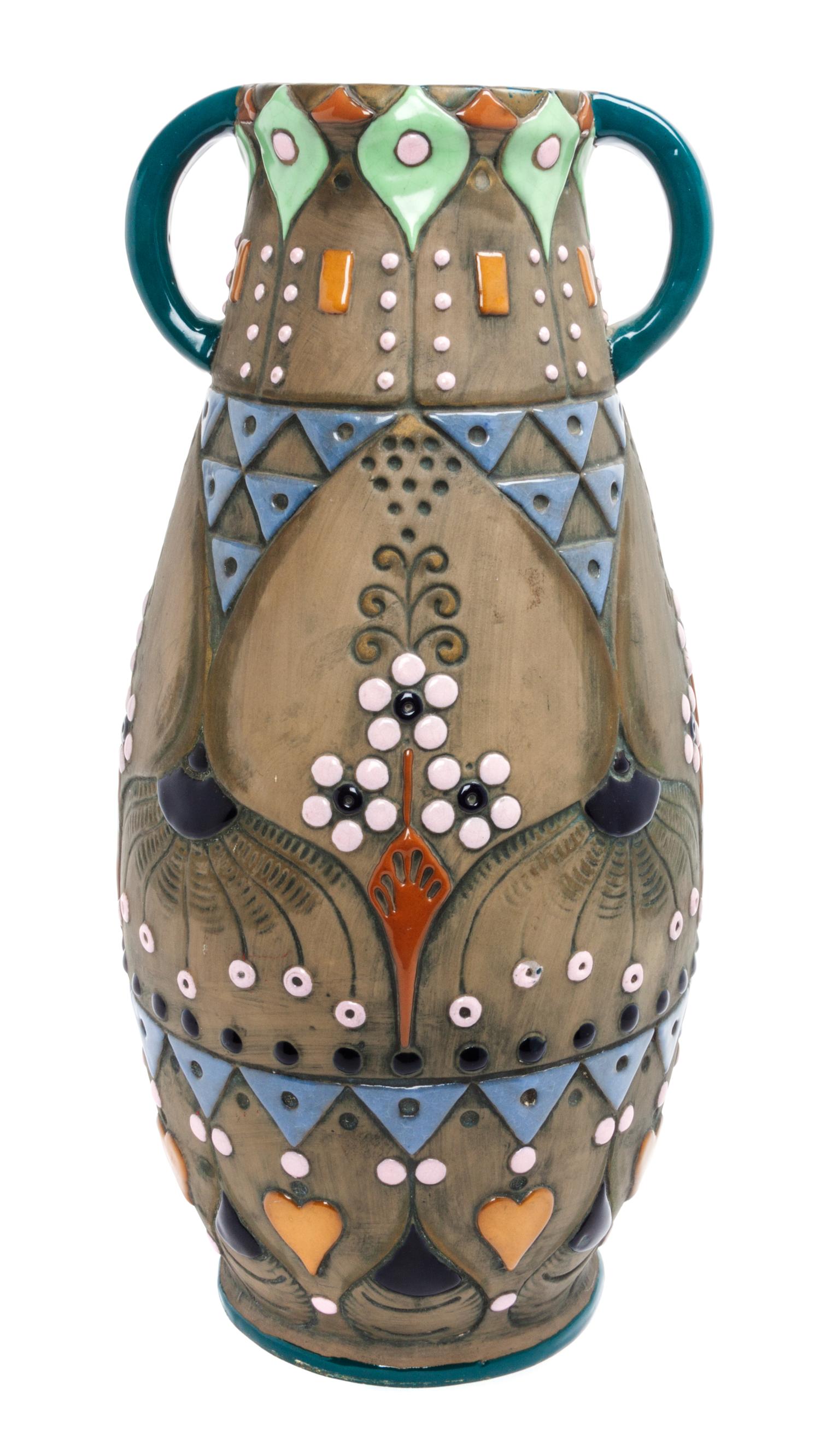 An Amphora Pottery Vase Height 15 1/2 inches.