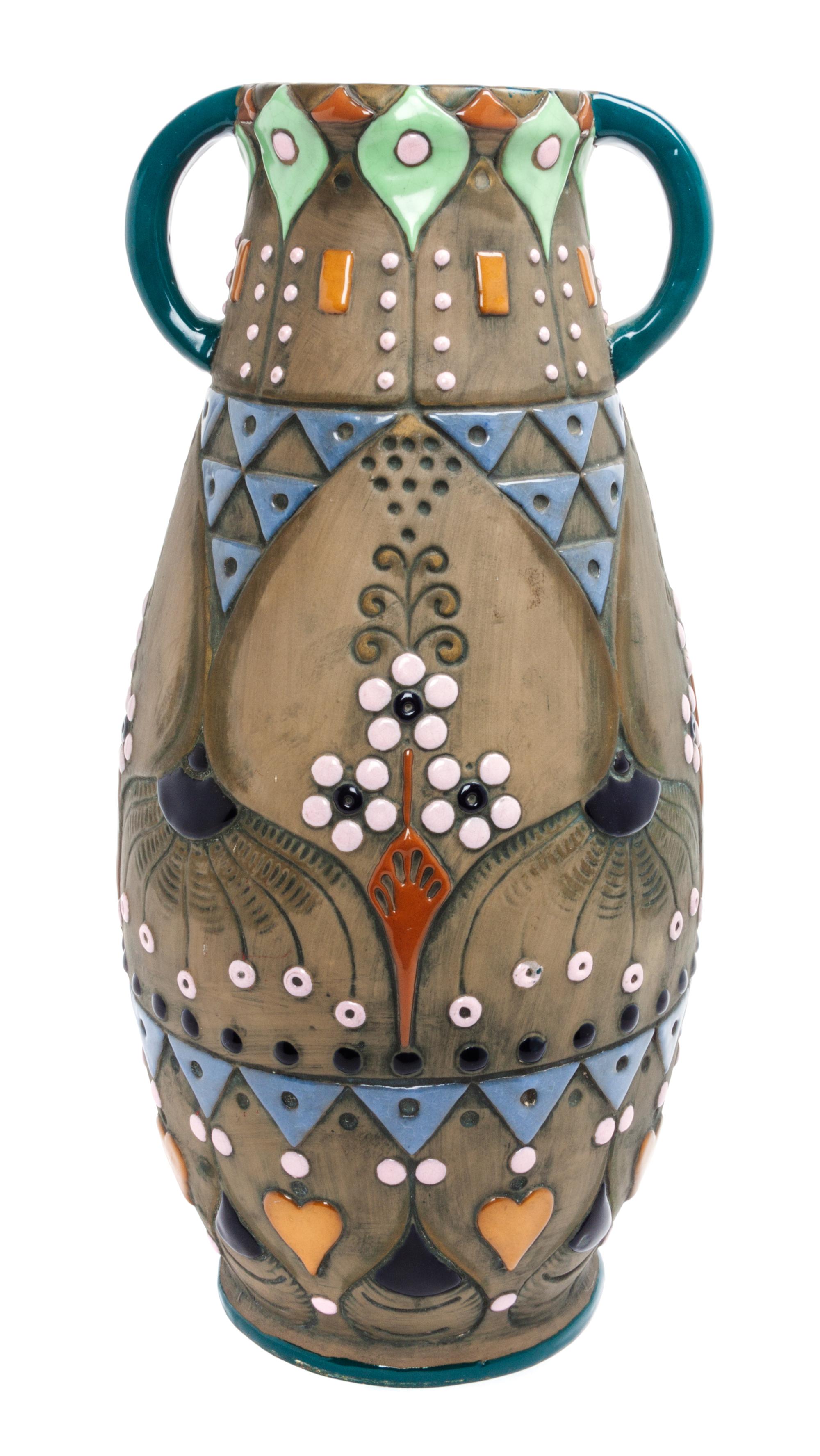 An Amphora Pottery Vase Height 15 1/2 inches.