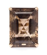 A 14 Karat Yellow Gold and Smoky Quartz Ring, 16.70 dwts.